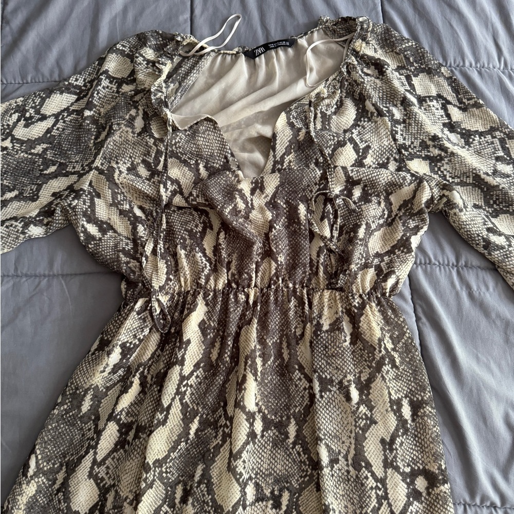 Zara Python Snake Print Dress With Belt - image 6